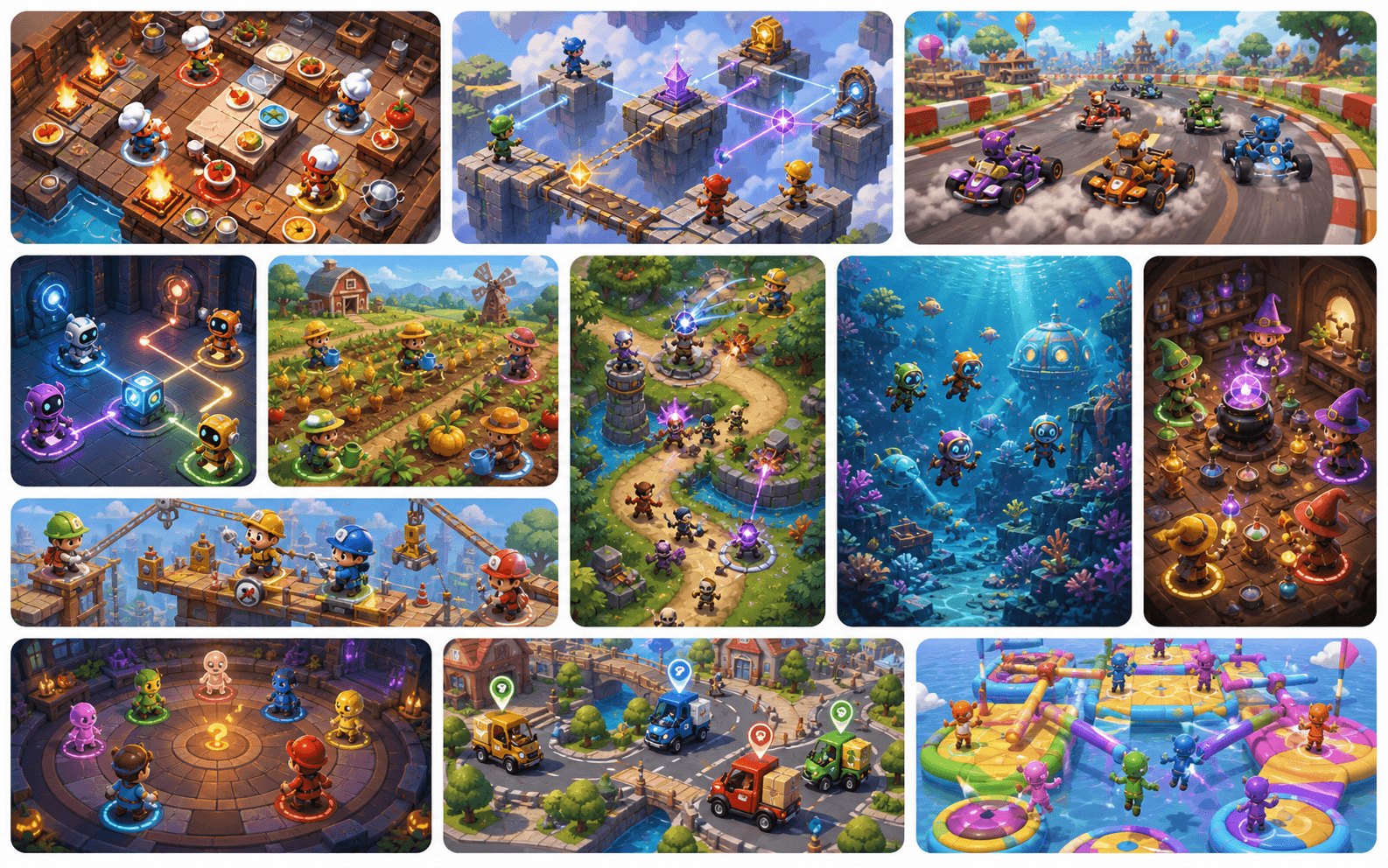 Grid of mobile multiplayer game concepts